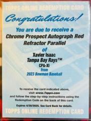 Xavier Isaac [Red] Baseball Cards 2023 Bowman Chrome Prospect Autographs Prices