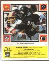 Wilber Marshall [Yellow] Football Cards 1985 McDonald's Bears Prices