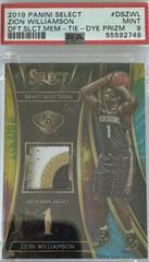 Zion Williamson [Tie Dye Prizm] #DS-ZWL Basketball Cards 2019 Panini Select Draft Selections Memorabilia Prices