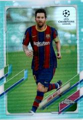 Lionel Messi [Aqua Bubbles] Soccer Cards 2020 Topps Chrome UEFA Champions League Prices