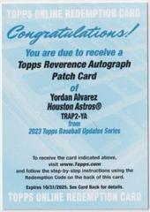 Yordan Alvarez Baseball Cards 2023 Topps Update Reverence Autograph Patch Prices