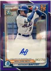 Anthony Baptist [Purple Refractor] #CPA-AB Baseball Cards 2024 Bowman Chrome Prospect Autograph Prices
