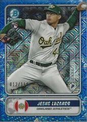 Jesus Luzardo [Blue Refractor Mega Box Mojo] Baseball Cards 2020 Bowman Chrome Spanning the Globe Prices