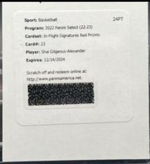Shai Gilgeous Alexander [Red] #IFS-SGA Basketball Cards 2022 Panini Select In Flight Signatures Prices