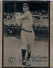 Earl Combs [Earle Hand Cut] #1 Baseball Cards 1931 W517 Prices