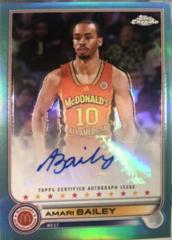 Amari Bailey [Aqua] #CA-AB Basketball Cards 2022 Topps Chrome McDonald's All-American Autographs Prices