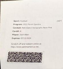 Josh Allen [Pink] Football Cards 2022 Panini Spectra RetroSpect Autographs Prices