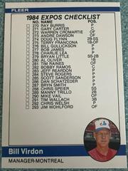 Bill Virdon [Expos, Mariners Checklist] #658 Baseball Cards 1984 Fleer Prices