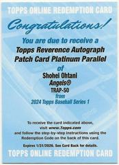 Shohei Ohtani [Platinum] #TRAP-SO Baseball Cards 2024 Topps Reverence Autograph Patch Prices