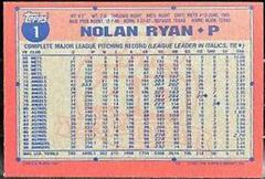 Nolan Ryan [Blank Front Error] #1 Baseball Cards 1991 Topps Prices