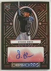 Steven Kwan [Red] #OA-KW Baseball Cards 2022 Panini Chronicles Obsidian Autographs Prices