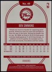Ben Simmons [Red] Basketball Cards 2020 Panini Hoops Prices