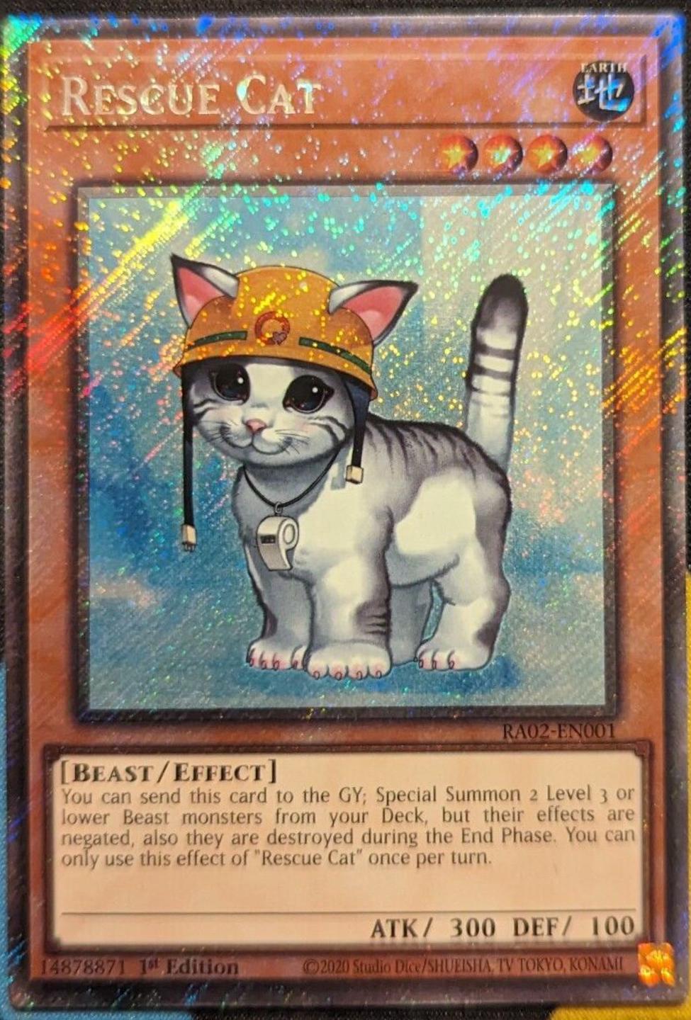 Rescue Cat [Platinum Secret Rare] RA02-EN001 YuGiOh 25th Anniversary Rarity Collection II