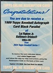 Cal Ripken Jr. [Black] #89BA-CRI Baseball Cards 2024 Topps 1989 Autograph Prices