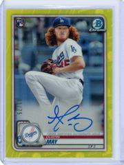Dustin May [Yellow Refractor] #CRA-DM Baseball Cards 2020 Bowman Chrome Rookie Autographs Prices