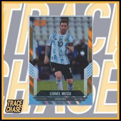 Lionel Messi [Orange Lava] Soccer Cards 2021 Panini Score FIFA Prices