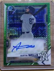 Austin Wells [Green Refractor] #BCMA-AW Baseball Cards 2021 Bowman Chrome Mega Box Mojo Autographs Prices