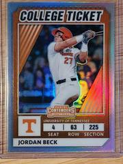 Jordan Beck [Holo] #11 Baseball Cards 2022 Panini Elite Extra Edition College Tickets Optic Prices