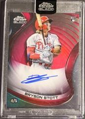 Bryson Stott [Red] #CBA-BS Baseball Cards 2022 Topps Chrome Black Autographs Prices
