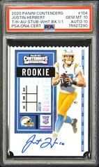 Justin Herbert [Autograph Stub] Football Cards 2020 Panini Contenders Prices