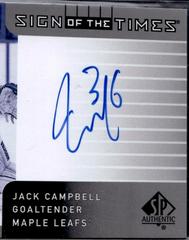 Jack Campbell Hockey Cards 2021 SP Authentic 2001-02 Retro Sign of the Times Prices