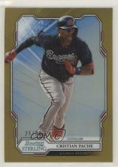 Cristian Pache [Gold Refractor] Baseball Cards 2019 Bowman Sterling Prices