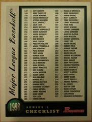 Checklist Series 1 #2 Baseball Cards 1998 Bowman Prices