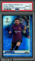 Lionel Messi [Running Blue Refractor] Soccer Cards 2018 Topps Chrome UEFA Champions League Prices