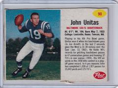 Johnny Unitas [Hand Cut] #90 Football Cards 1962 Post Cereal Prices