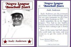 Andy Anderson #41 Baseball Cards 1986 Fritsch Negro League Baseball Stars Prices