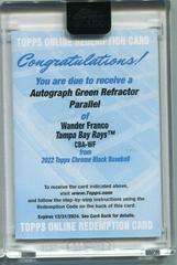 Wander Franco [Green] #CBA-WF Baseball Cards 2022 Topps Chrome Black Autographs Prices