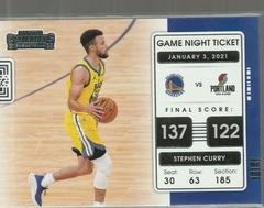 Stephen Curry #8 Basketball Cards 2021 Panini Contenders Game Night Ticket Prices