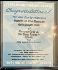 Fernando Tatis Jr. Baseball Cards 2024 Topps Tribute Threads Autograph Relic Prices