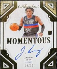 Jaden Ivey [Gold] #29 Basketball Cards 2022 Panini Flawless Momentous Autograph Prices