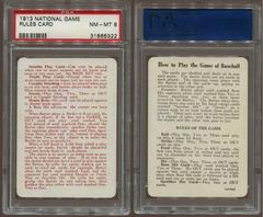 Rules Card Baseball Cards 1913 National Game Prices