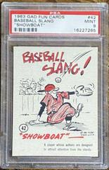 Baseball Slang [Showboat] #42 Baseball Cards 1963 Gad Fun Cards Prices