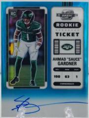 Ahmad 'Sauce' Gardner [Rookie Ticket Autograph Blue] #101 Football Cards 2022 Panini Contenders Optic Prices