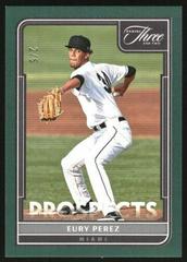 Eury Perez [Emerald] Baseball Cards 2022 Panini Three and Two Prospects Prices