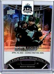 Matty Beniers [Silver Spectrum] Hockey Cards 2022 Upper Deck Black Diamond Exquisite Collection Moments Prices