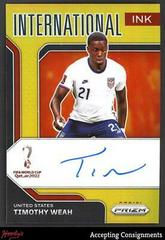 Timothy Weah [Gold Prizm] Soccer Cards 2022 Panini Prizm World Cup International Ink Autograph Prices