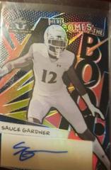 Sauce Gardner [Navy Blue] Football Cards 2022 Leaf Valiant Autographs Here Comes the Boom Prices
