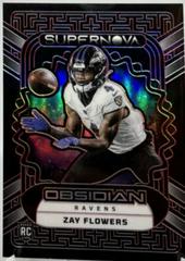 Zay Flowers [Red Electric Etch] #18 Football Cards 2023 Panini Obsidian Supernova Prices