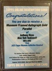 Anthony Rizzo [Gold] #MFA-ARIZ Baseball Cards 2023 Topps Museum Collection Framed Autographs Prices