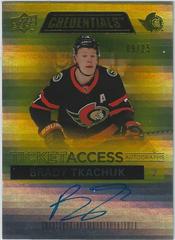 Brady Tkachuk [Yellow] Hockey Cards 2021 Upper Deck Credentials Ticket Access Autographs Prices