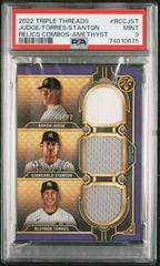 Aaron Judge, Gleyber Torres, Giancarlo Stanton [Amethyst] #RCC-JST Baseball Cards 2022 Topps Triple Threads Relics Combos Prices
