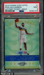 Zion Williamson [Gold] #1 Basketball Cards 2019 Panini Contenders Optic Lottery Ticket Prices