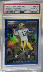 Aaron Rodgers [Passing Blue Refractor] #TC75 Football Cards 2009 Topps Chrome Prices
