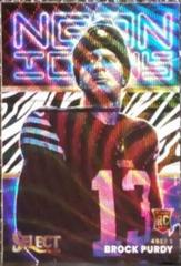 Brock Purdy [Zebra] #NI-15 Football Cards 2022 Panini Select Neon Icons Prices