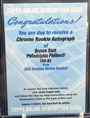 Bryson Stott Baseball Cards 2022 Bowman Chrome Rookie Autographs Prices