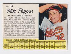 Milt Pappas [Hand Cut] #34 Baseball Cards 1962 Jell O Prices